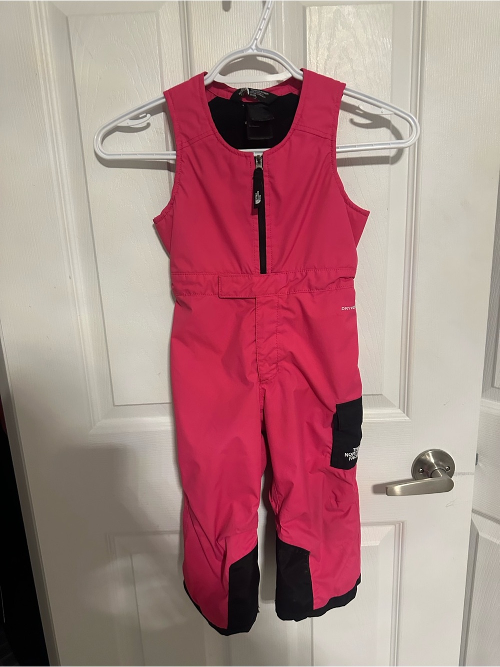 The North Face Hot Pink and Black Kids Snow Overalls 2T